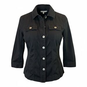 Christopher & Banks Black Stretch Jacket Structured Button Front Career Casual